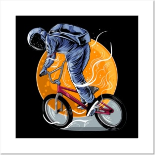 Astronaut riding bmx Posters and Art